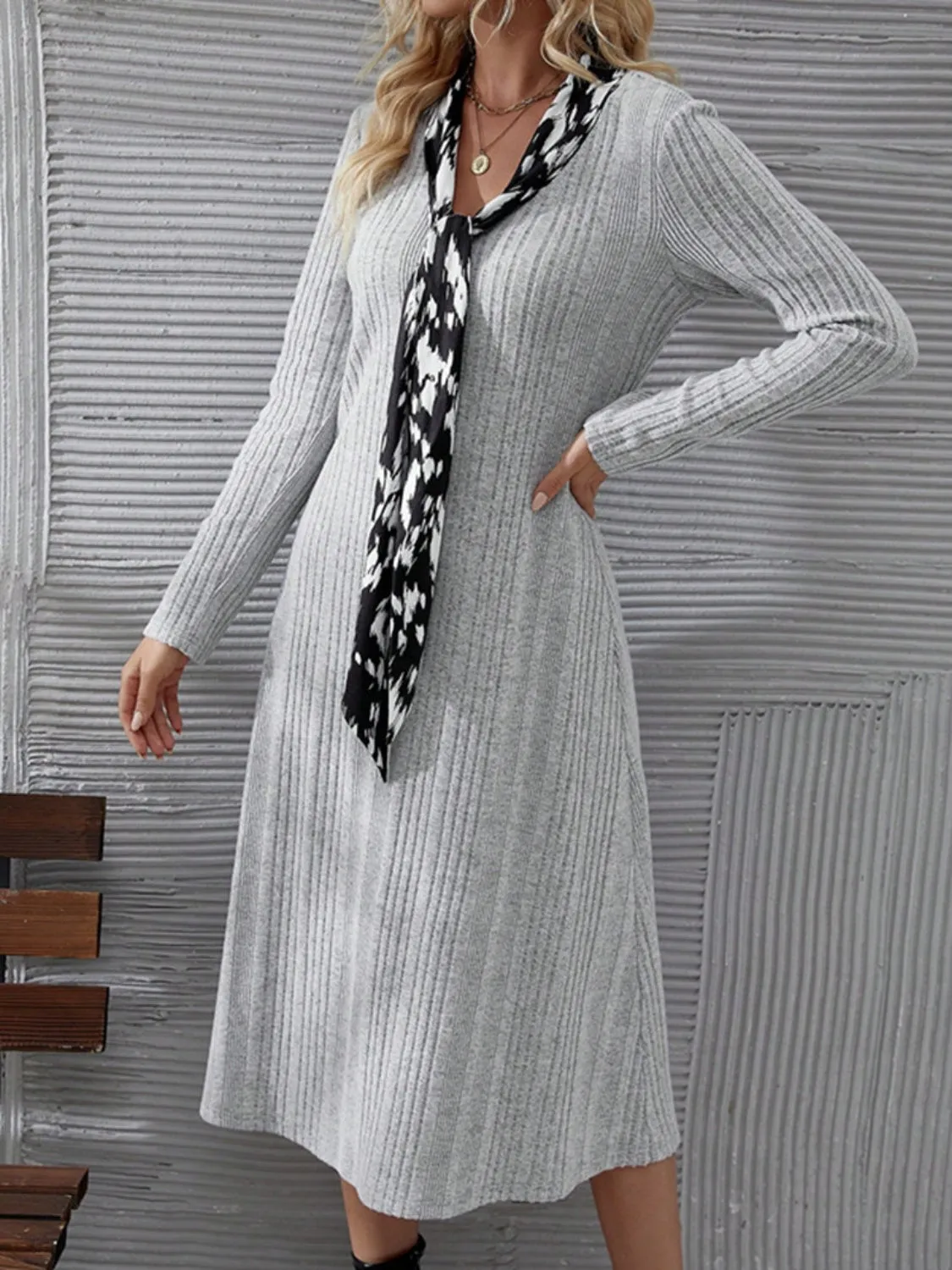 Office Long Sleeve Midi Dress