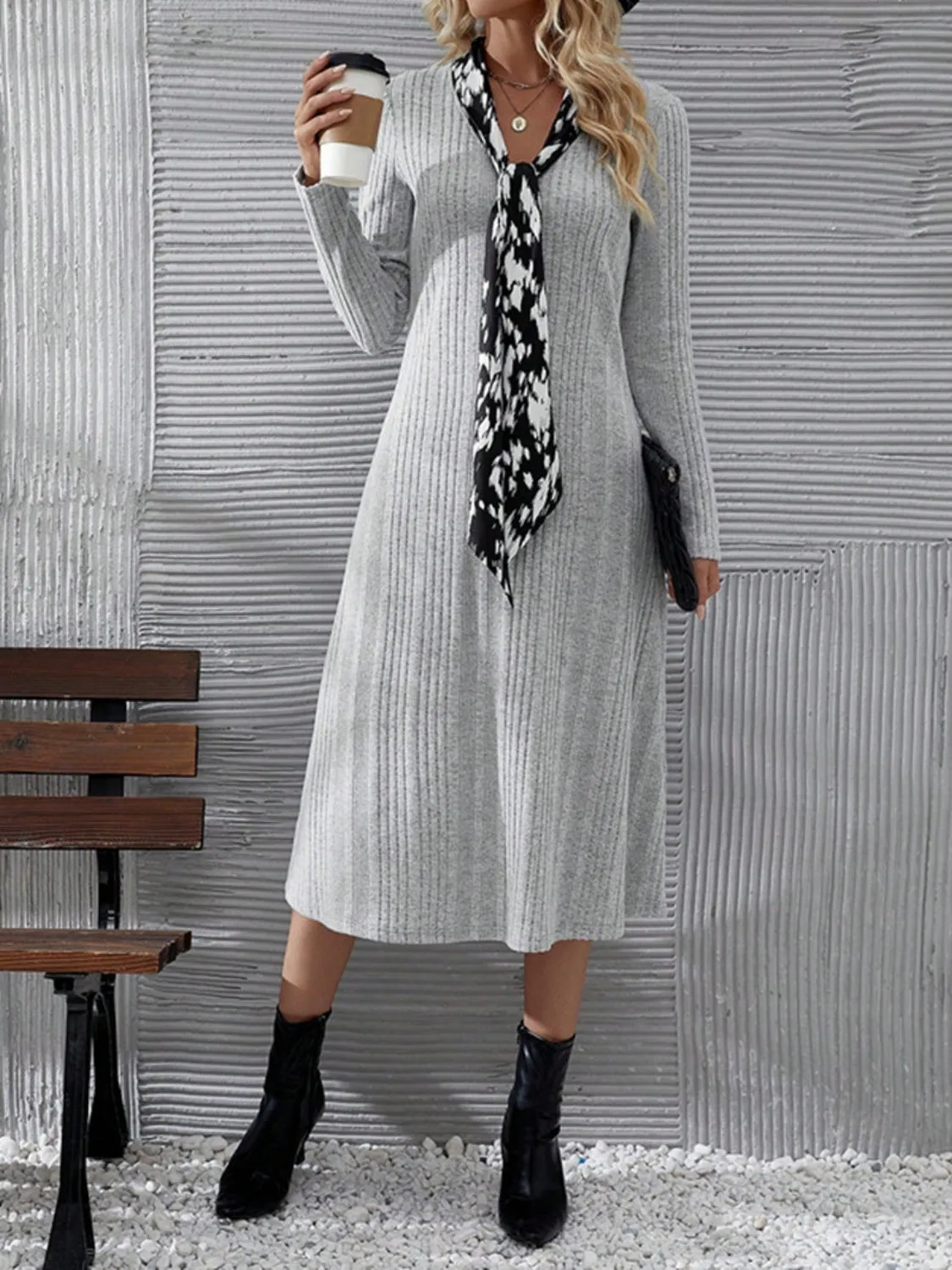 Office Long Sleeve Midi Dress