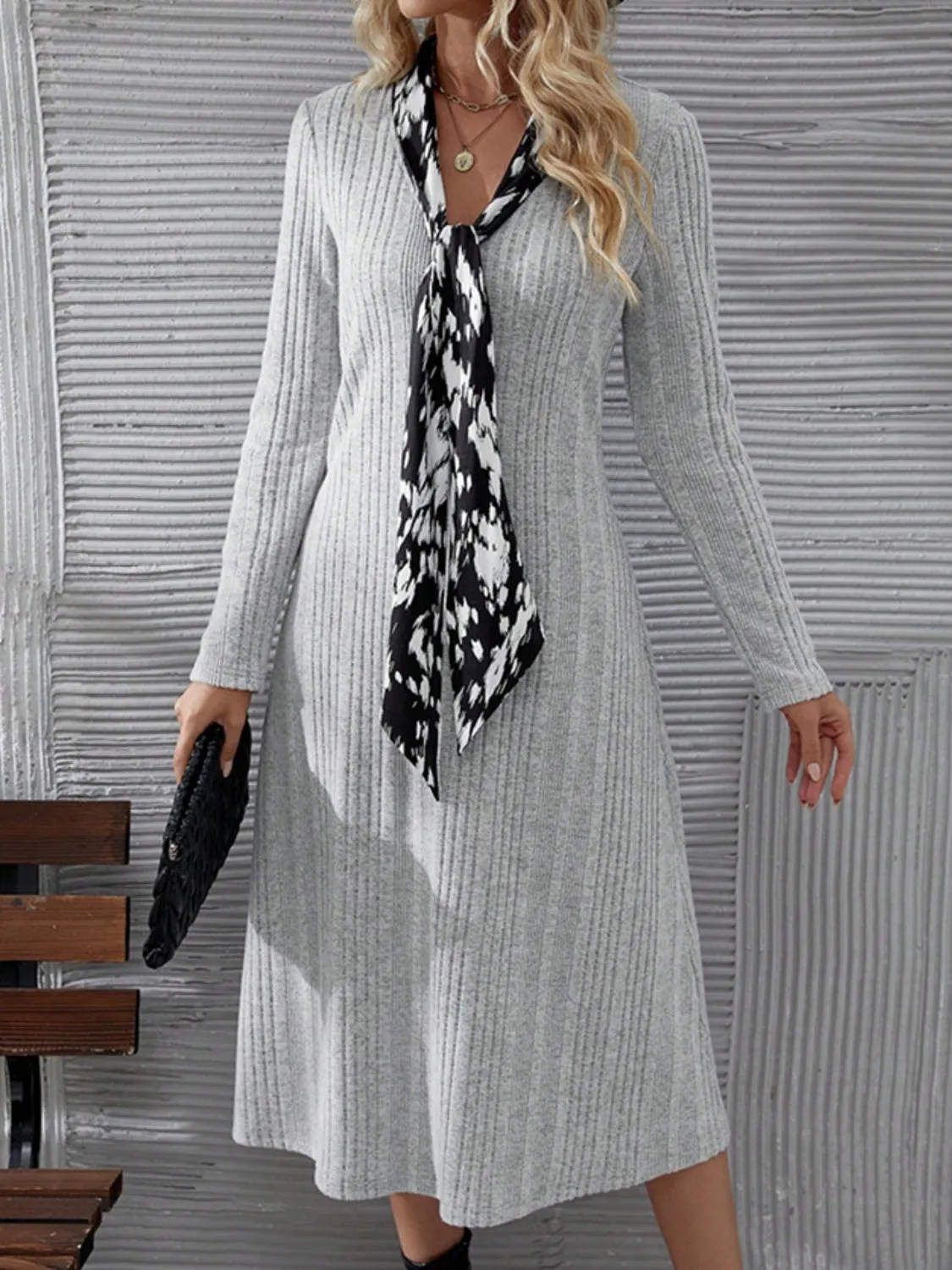 Office Long Sleeve Midi Dress