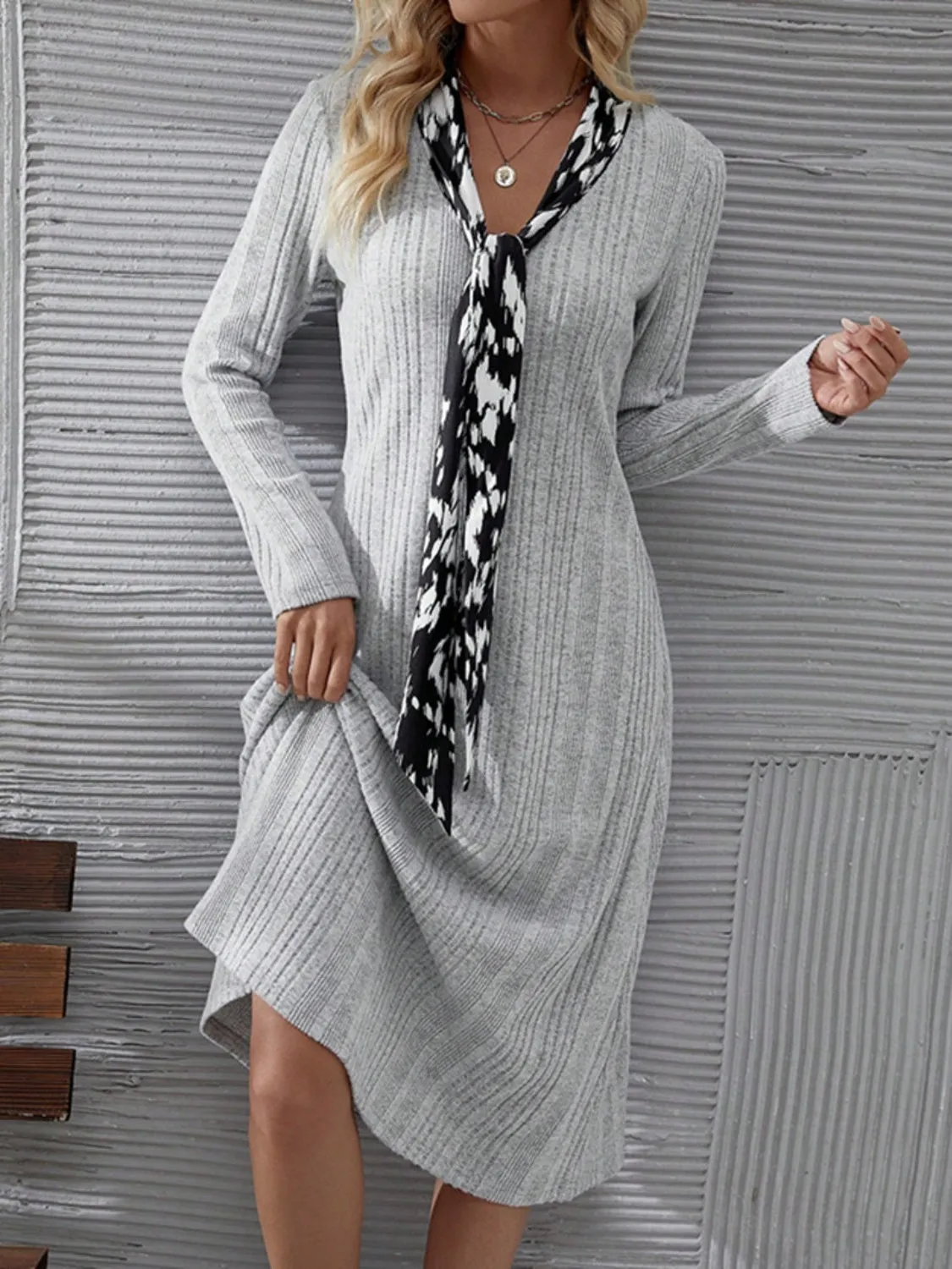 Office Long Sleeve Midi Dress