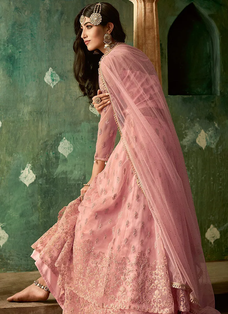 Pink Designer Wedding Lehenga Style Anarkali Suit