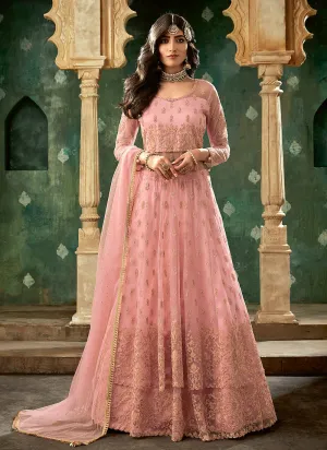 Pink Designer Wedding Lehenga Style Anarkali Suit