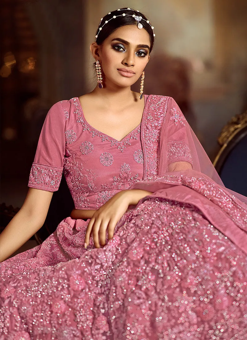 Pink Wedding Lehenga Choli With Handwork Embroidery