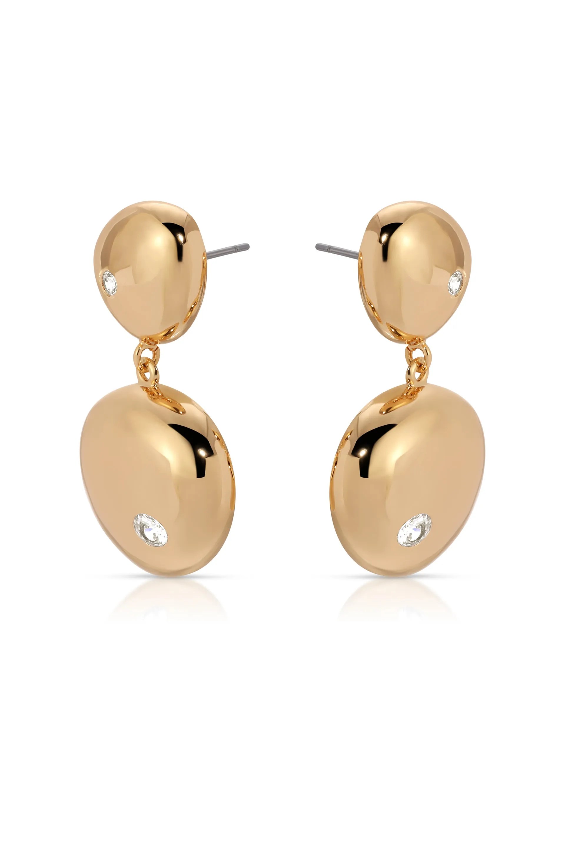 Polished Double Pebble Drop Earrings