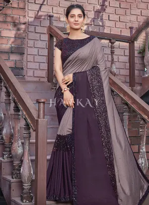 Purple Dual Tone Traditional Silk Saree