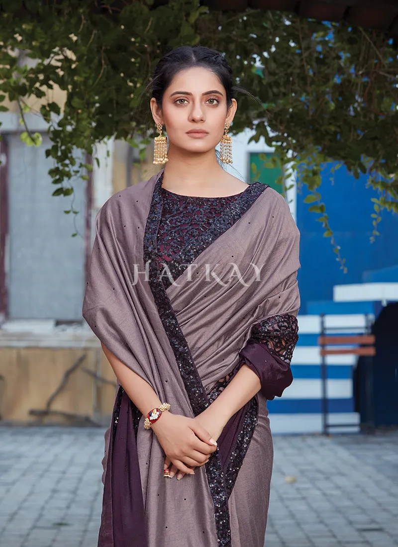 Purple Dual Tone Traditional Silk Saree