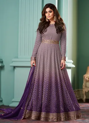 Purple Ombre Embroidered Bollywood Style Dress