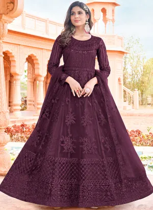 Purple Sequence Embroidery Festive Anarkali Suit