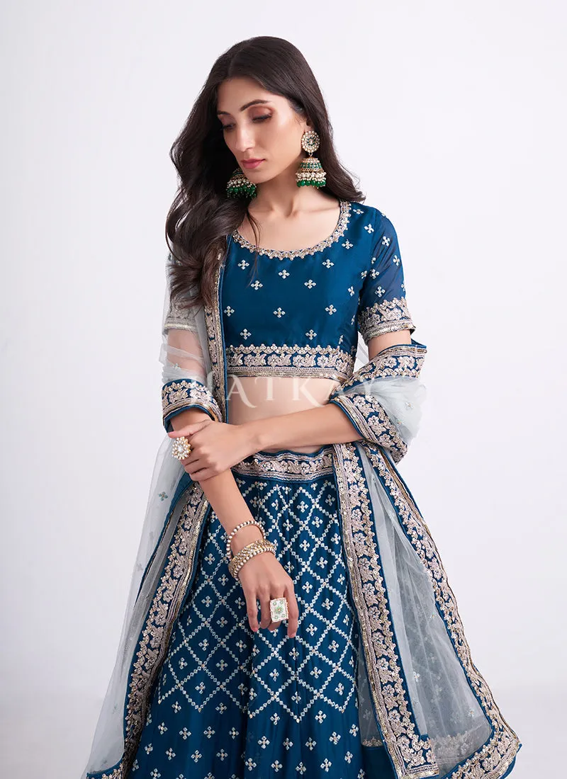 Royal Blue Heavy Embroidered Designer Wedding Lehenga Choli