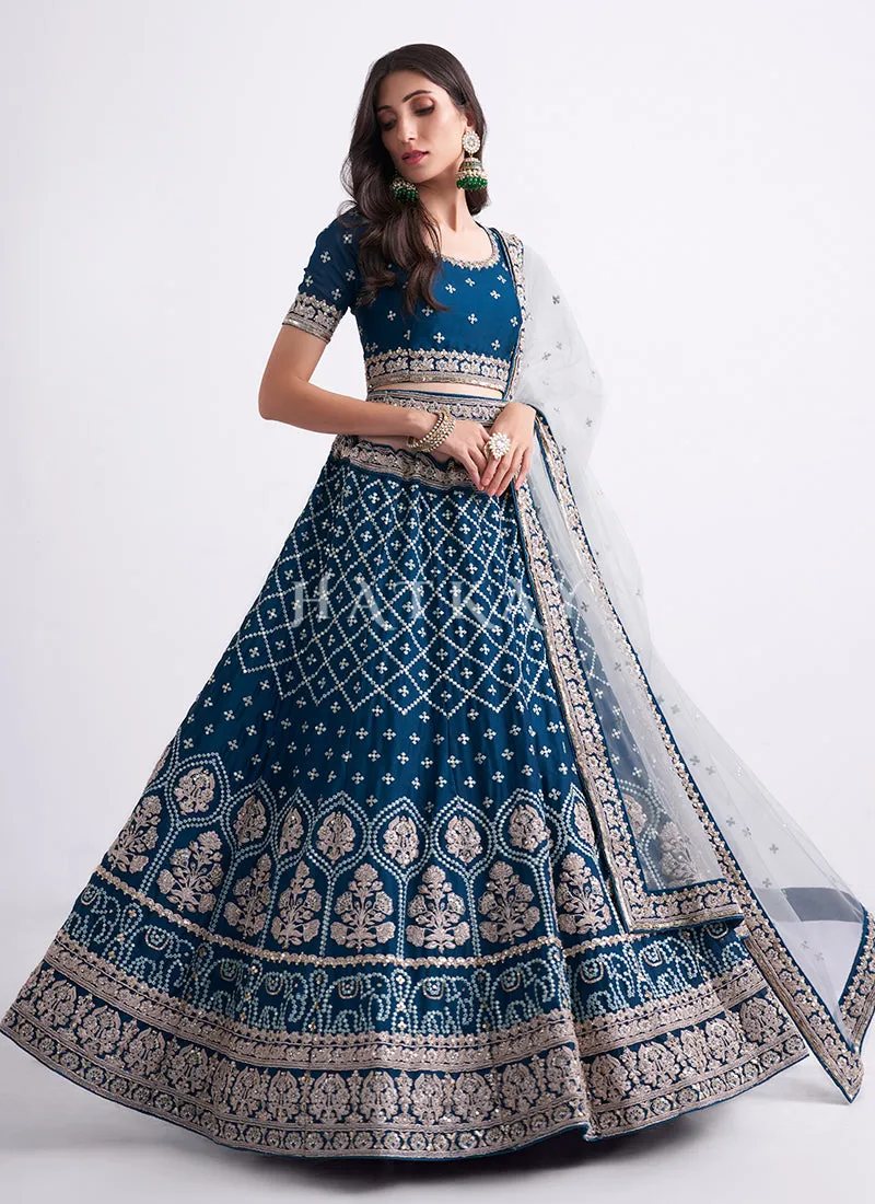 Royal Blue Heavy Embroidered Designer Wedding Lehenga Choli