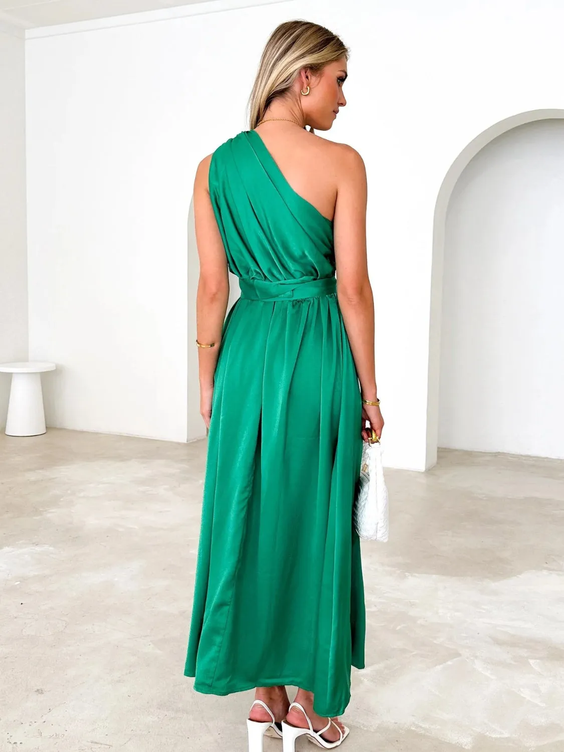 Ruched One Shoulder Resort Maxi Dress