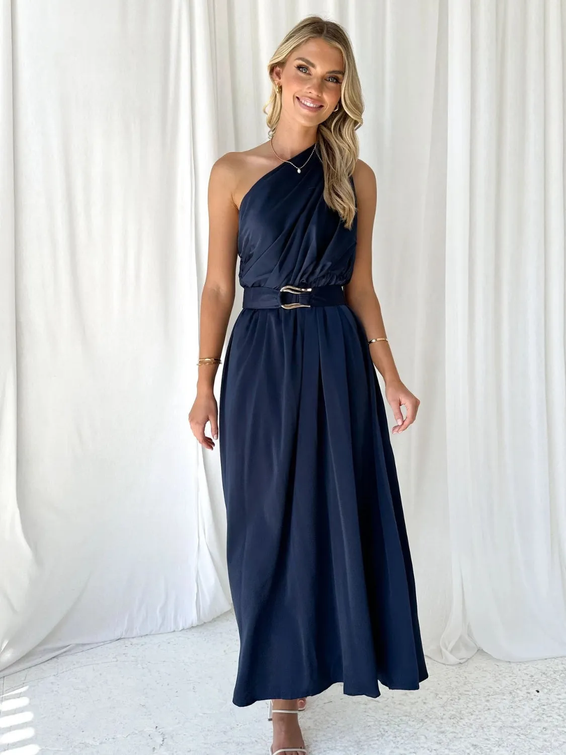 Ruched One Shoulder Resort Maxi Dress