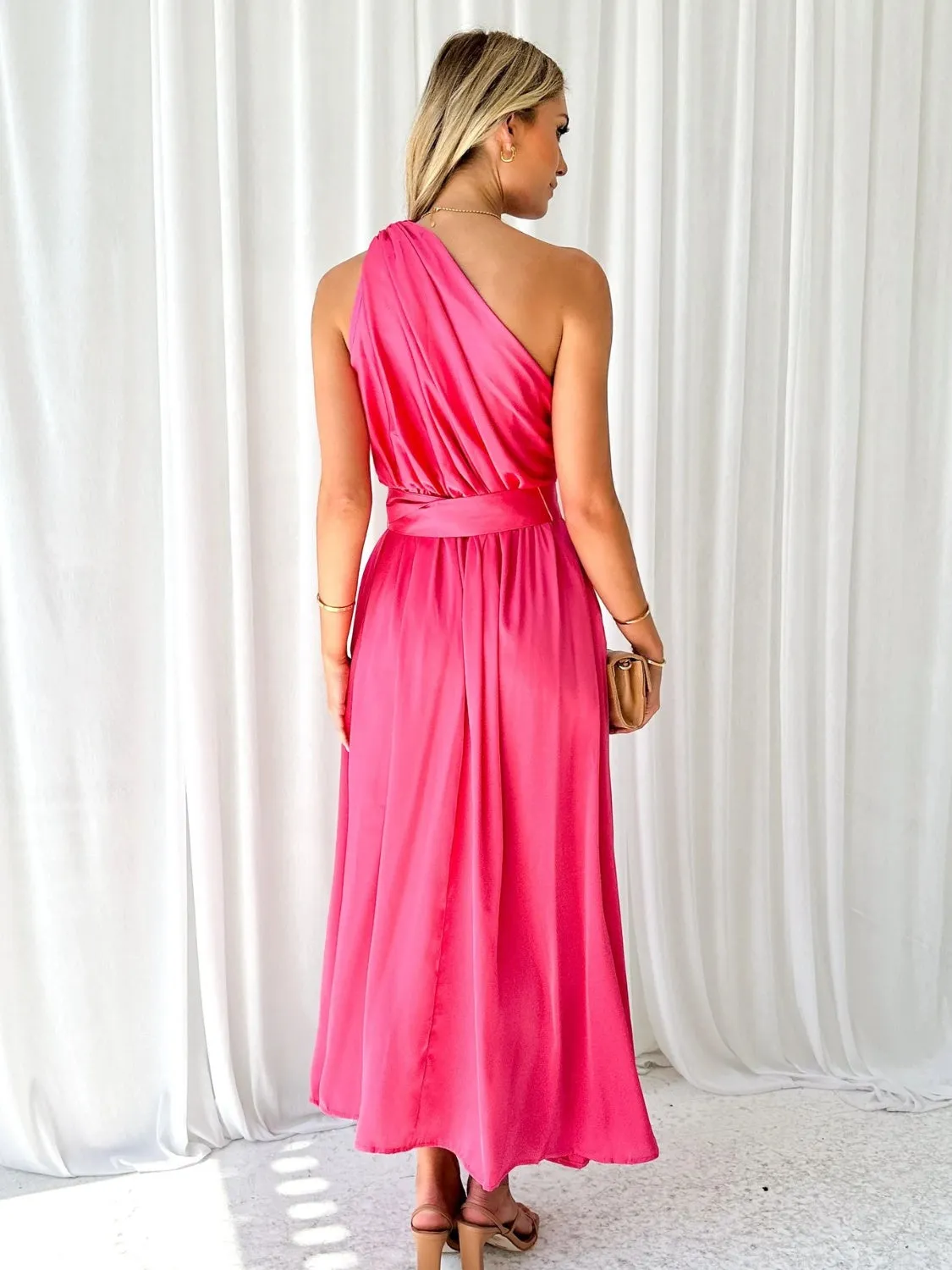 Ruched One Shoulder Resort Maxi Dress