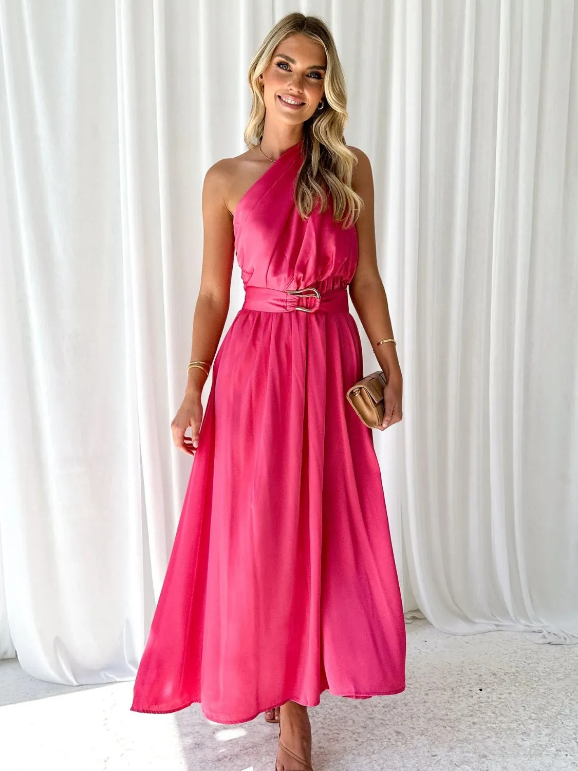 Ruched One Shoulder Resort Maxi Dress