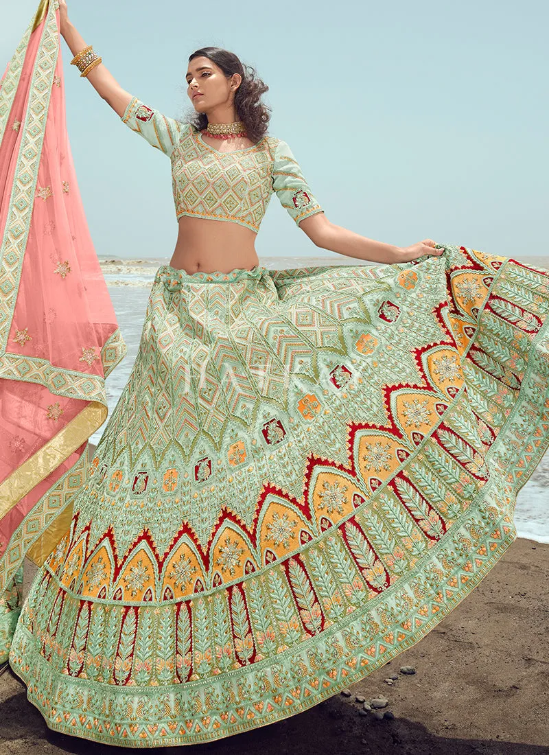 Sea Green Zarkan Embroidered Designer Lehenga Choli