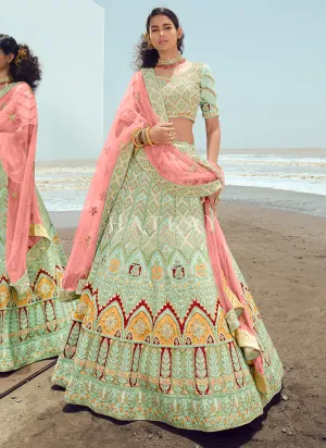 Sea Green Zarkan Embroidered Designer Lehenga Choli