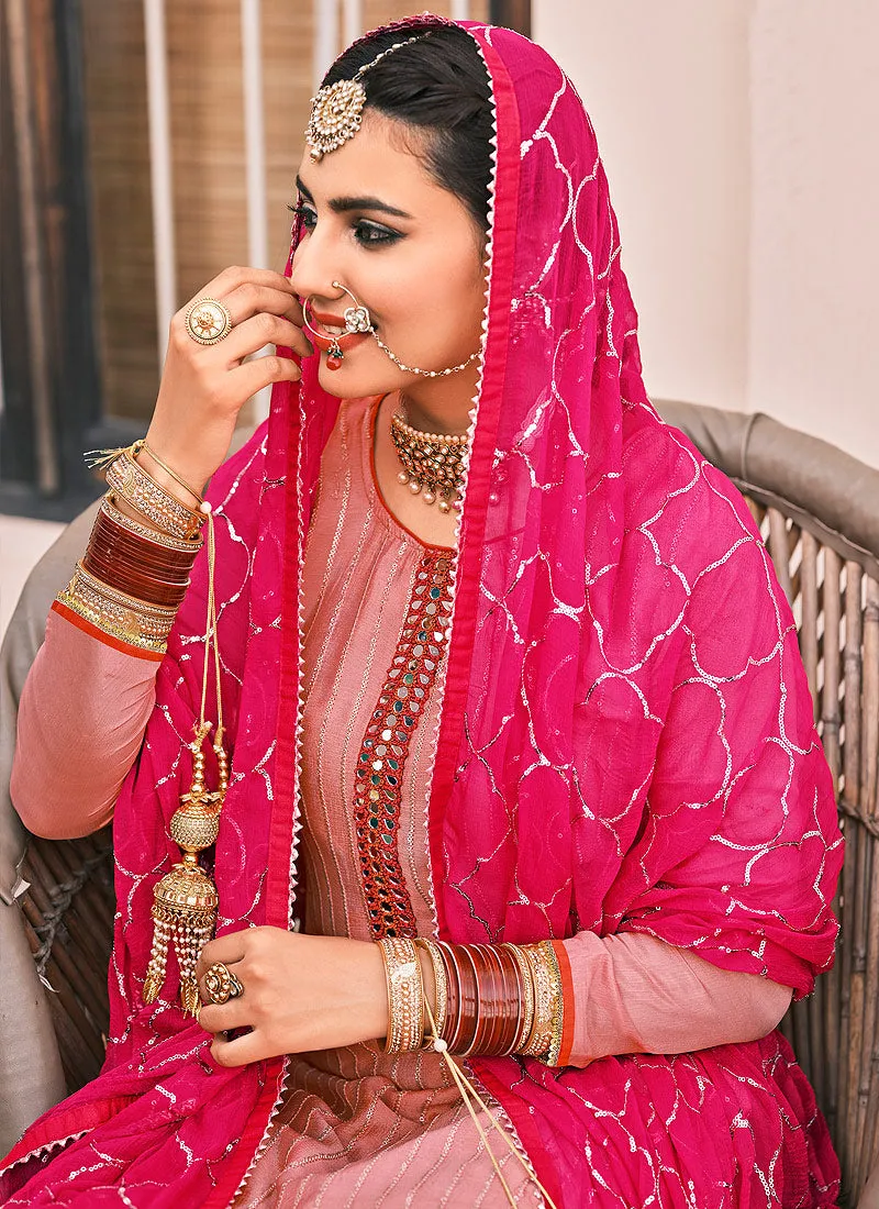 Soft Pink Embroidered Gharara Suit