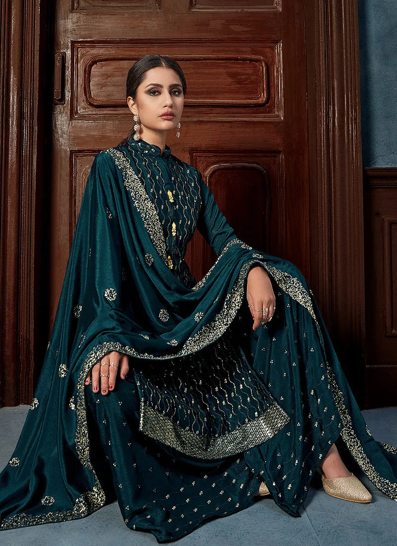 Turquoise Pakistani Palazzo Suit