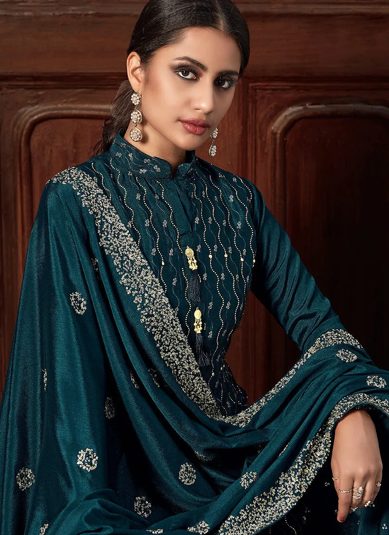 Turquoise Pakistani Palazzo Suit