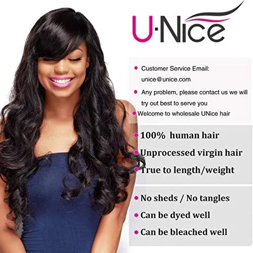 UNice Hair Icenu Series 8A Brazilian Body Wave Virgin Hair 1 Bundle, Raw Unprocessed 100% Virgin Human Hair Weave 95-100g/pc Natural Color (30)