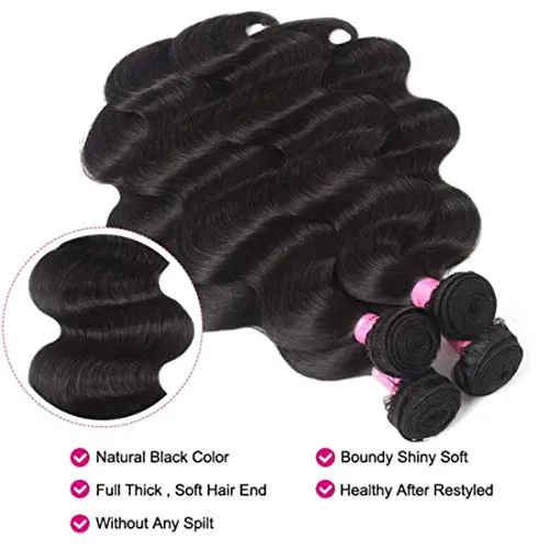 UNice Hair Icenu Series 8A Brazilian Body Wave Virgin Hair 1 Bundle, Raw Unprocessed 100% Virgin Human Hair Weave 95-100g/pc Natural Color (30)