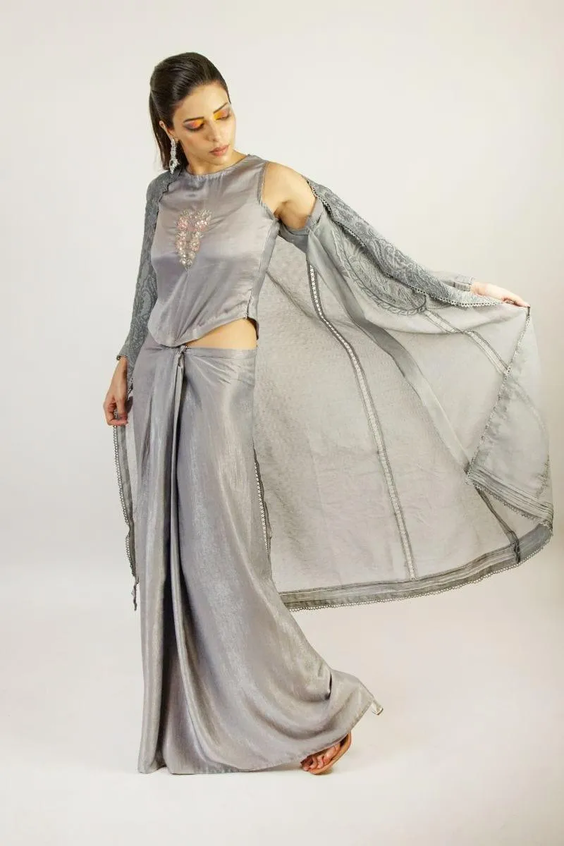 Urooj Atelier - Article 10 - STEEL GREY  - 3 Piece