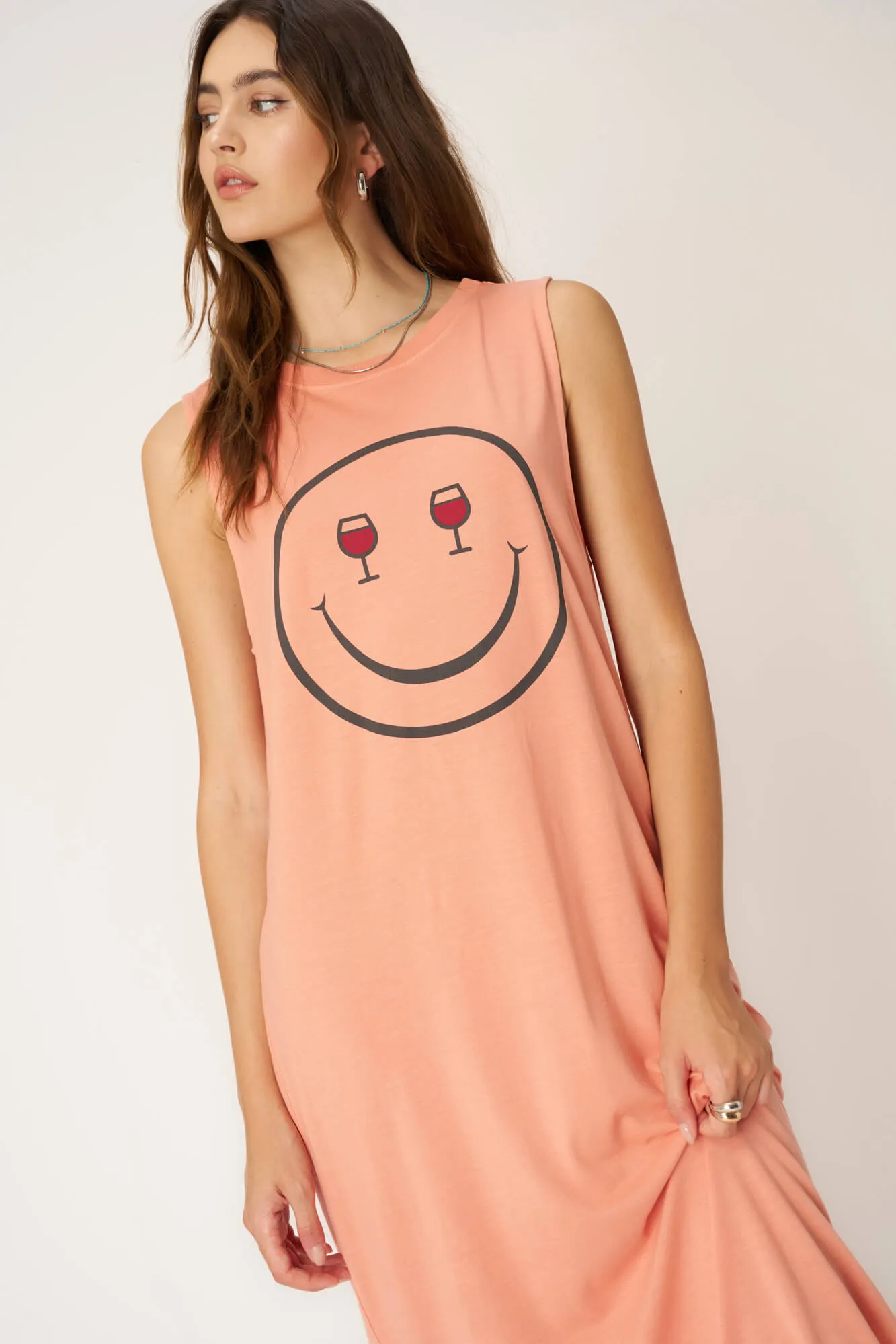 Wine Eyes Tank Dress - Papaya