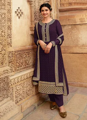 Wine Golden Embroidered Indian Salwar Kameez