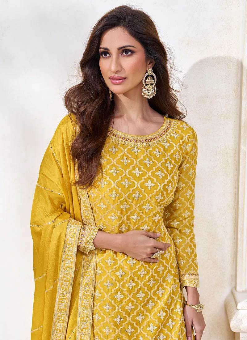 Yellow Multi Embroidered Traditional Lehenga Kurti